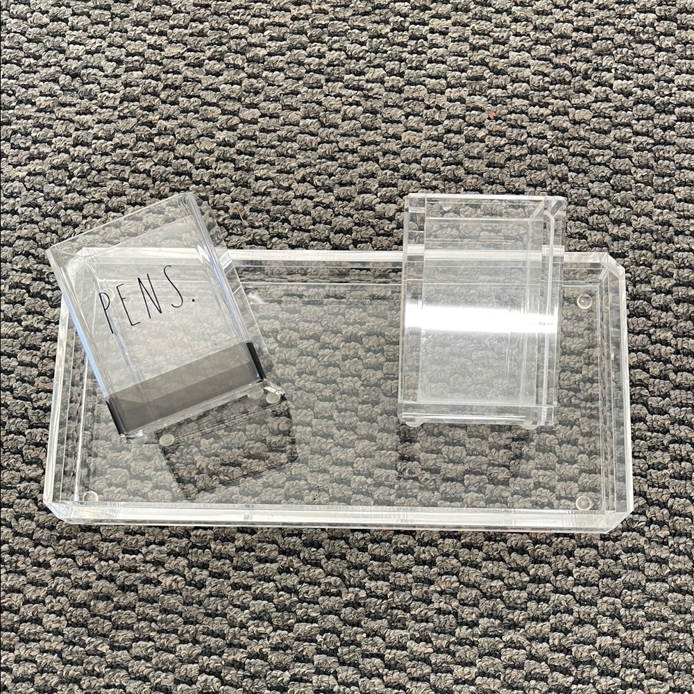 Clear Acrylic Desk Organizer Set - Pens Holder Included